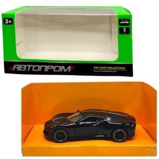 Машинка металлическая "АВТОПРОМ 1:43, BUGATTI" (ЧЕРНАЯ)