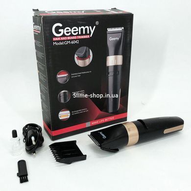 Триммер для стрижки бороды аккумуляторный Gemei GM-6042 черный, Vgr машинка RX-595 для стрижки
