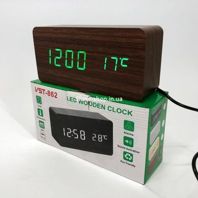 Led годинник з будильником і термометром вологістю VST-862-4, Настільний електронний годинник AW-438 з підсвічуванням