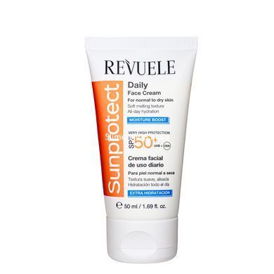 Крем для лица солнцезащитный SPF 50+ для нормальной и сухой кожи Revuele 50 мл