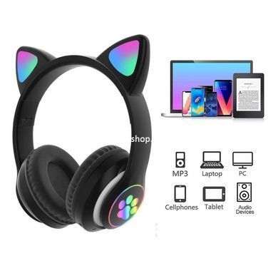Стильні навушники з котячими вушками Cat VZV 23M, Bluetooth навушники дитячі, Дитячі DE-407 навушники кішечки