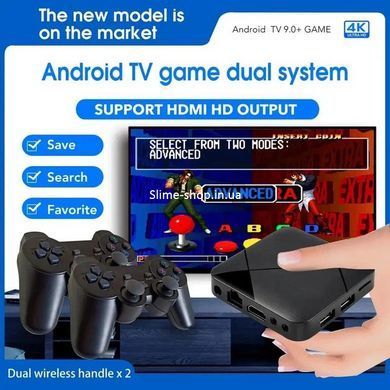Игровая консоль приставка два джойстика Android TV 10 4G Wi-Fi HD, Портативная RP-672 ретро консоль