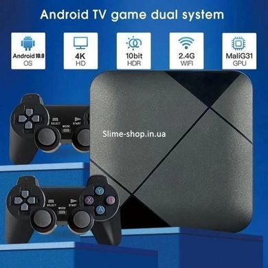 Игровая консоль приставка два джойстика Android TV 10 4G Wi-Fi HD, Портативная RP-672 ретро консоль