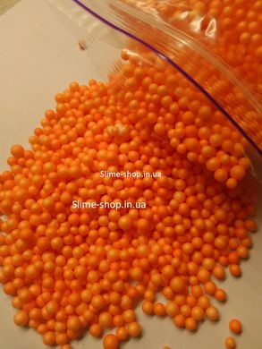 Пенопластовые шарики для слайма маленькие оранжевые, 2-4 мм