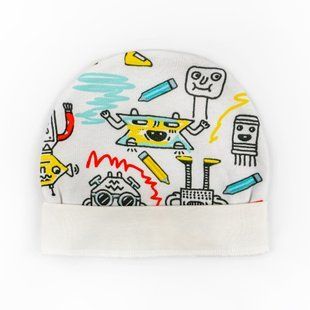 Шапочка для новонароджених на манжеті з начосом Robots