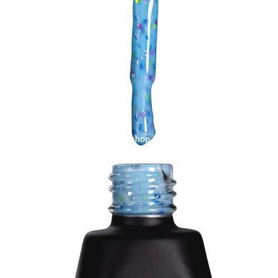 База для гель-лака камуфлирующая YouPOSH De luxe French Rubber Base № 90 Голубой с зелёными и фиолетовыми хлопьями