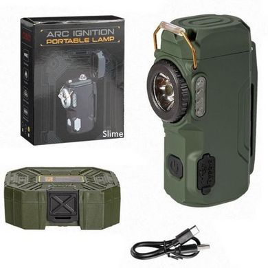 Многофункциональный армейский фонарь D50-SMD индикация заряда, зажигалка. UO-916 Цвет: зеленый