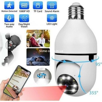 Відеоспостереження CAM L1 E27 WIFI IP, Камера відеоспостереження з датчиком руху AY-634 і записом