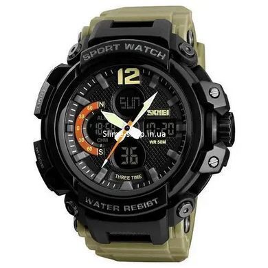 Часы наручные электронные тактические SKMEI 1343KH KHAKI, Военные часы RN-675 с секундомером