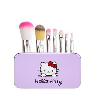 Набір пензликів для макіяжу в металевій коробці Hello Kitty 7 шт