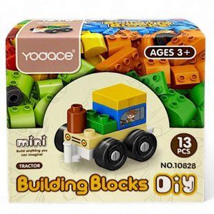 Конструктор пластиковый "Машинка трактор", 13 деталей