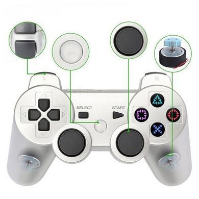 Игровой беспроводной геймпад Doubleshock PS3/PC аккумуляторный джойстик с функцией вибрации. HL-148 Цвет: белый