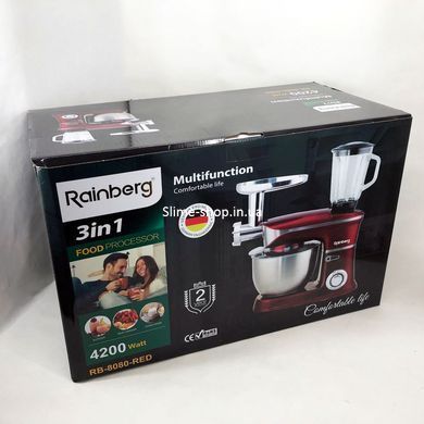 Многофункциональный кухонный комбайн Rainberg RB-8080 Тестомес, Мясорубка, Блендер, JC-549 Мощный блендер