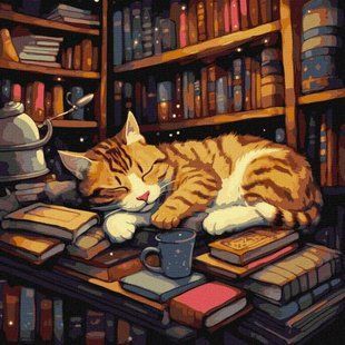 Картина за номерами "Пухнастий книголюб"