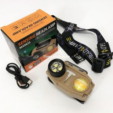 Налобный фонарь на голову CH-8825-3P35+COB(white+yellow)+RGB, Фонарь для шлема XQ-810 на голову
