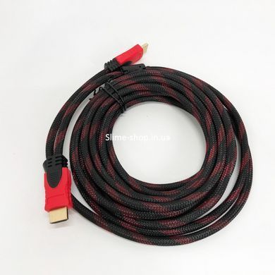 Кабель посилений 5м перехідник адаптер HDMI-HDMI тато-тато аудіо відео шнур GZ-461 в обмотці