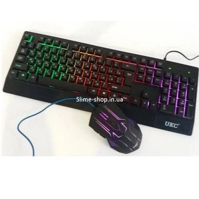 Клавиатура+мышка UKC с LED подсветкой от USB M-710, клавиатура игровая с подсветкой AW-971 и мышкой