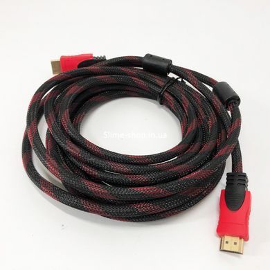 Кабель посилений 5м перехідник адаптер HDMI-HDMI тато-тато аудіо відео шнур GZ-461 в обмотці