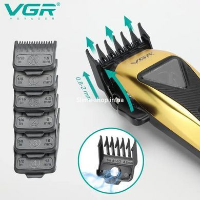 Машинка для стрижки VGR V-015 акумуляторна бездротова професійна NW-277 6 насадок