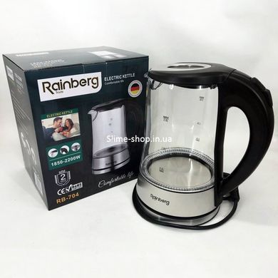 Чайник электрический стеклянный электрочайник с LED подсветкой Rainberg RB-704 2 л GA-340 2200 Вт