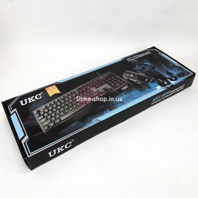 Клавиатура+мышка UKC с LED подсветкой от USB M-710, клавиатура игровая с подсветкой AW-971 и мышкой