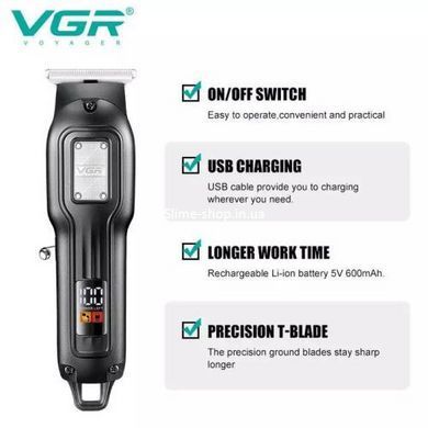 Мужской триммер для окантовки VGR V-918, Профессиональный триммер с насадками, NO-240 Подстригательная машинка