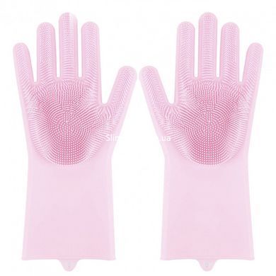 Силиконовые перчатки Magic Silicone Gloves Pink для уборки чистки мытья посуды для дома. ZX-302 Цвет: розовый