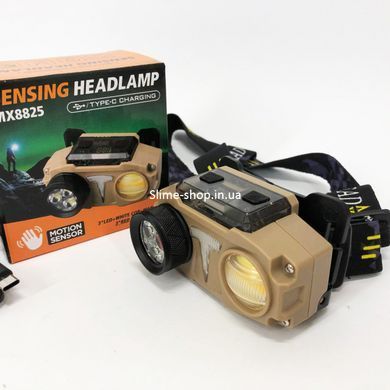 Налобный фонарь на голову CH-8825-3P35+COB(white+yellow)+RGB, Фонарь для шлема XQ-810 на голову