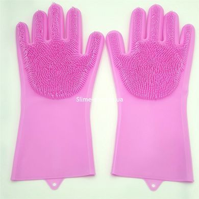 Силиконовые перчатки Magic Silicone Gloves Pink для уборки чистки мытья посуды для дома. ZX-302 Цвет: розовый