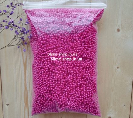 Пінопластові кульки для слайма маленькі малинові, 2-4 мм