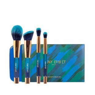 Набір пензликів для макіяжу в металевій коробці Poni Еffect, 4 шт