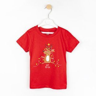 Футболка детская новогодняя с принтом оленя Deer