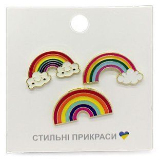 Металлические значки (пины) "Радуга", 3 штуки