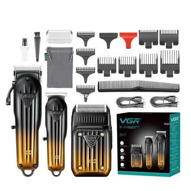Комплект VGR 3 в 1 V-644 аккумуляторная машинка для стрижки, триммер и QD-723 электробритва шейвер